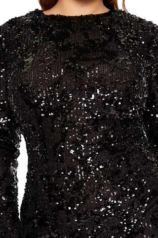 Plus Size Sequin Cutout Mini Dress