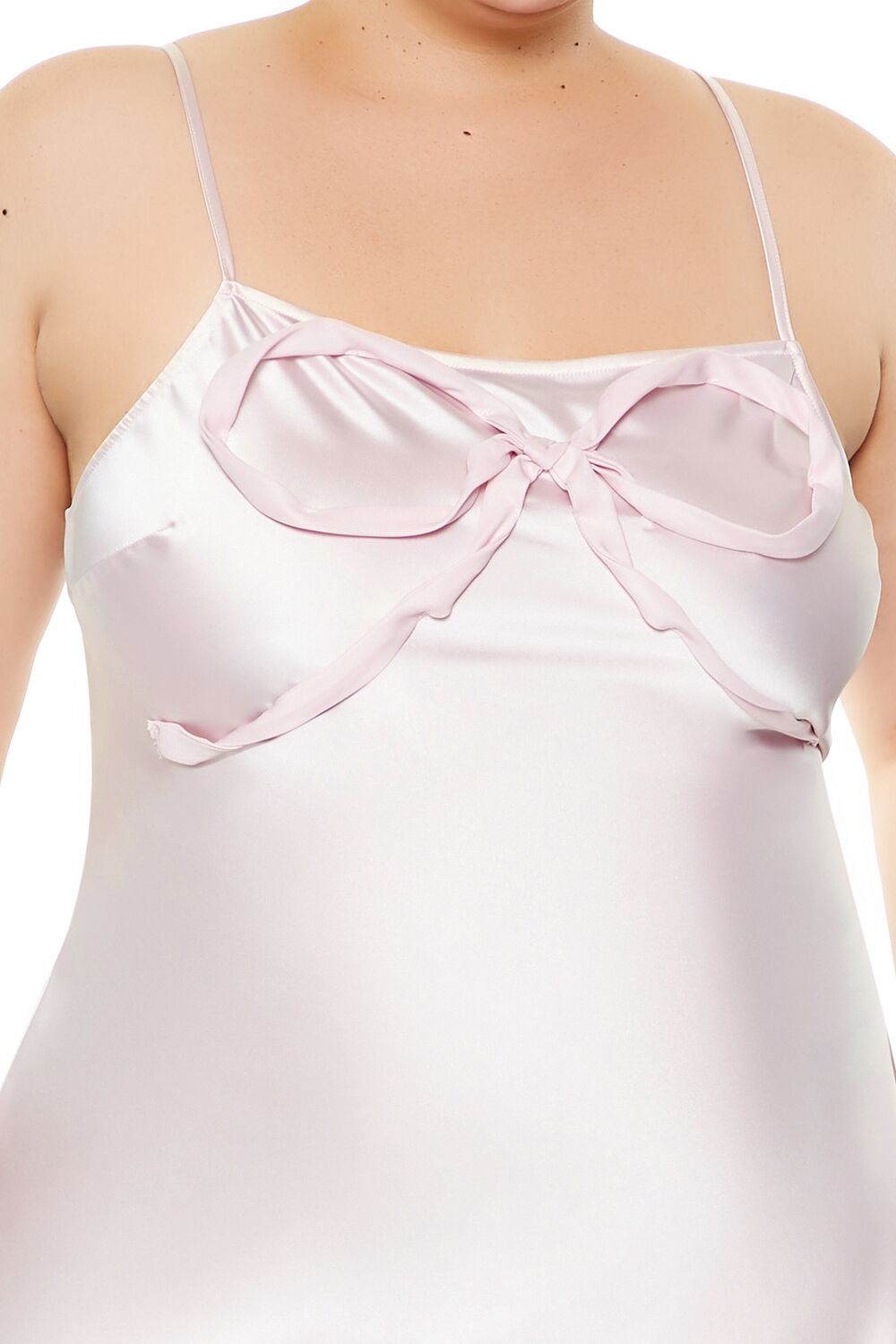  Forever 21 Plus Size Satin Bow Mini Slip Dress - pink - Bonton