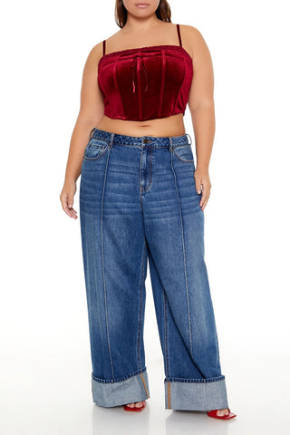 Plus Size Velvet Cropped Cami