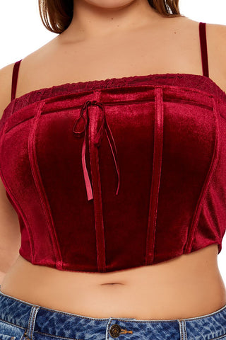 Plus Size Velvet Cropped Cami