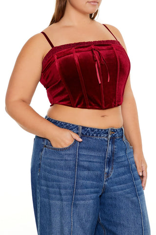 Plus Size Velvet Cropped Cami