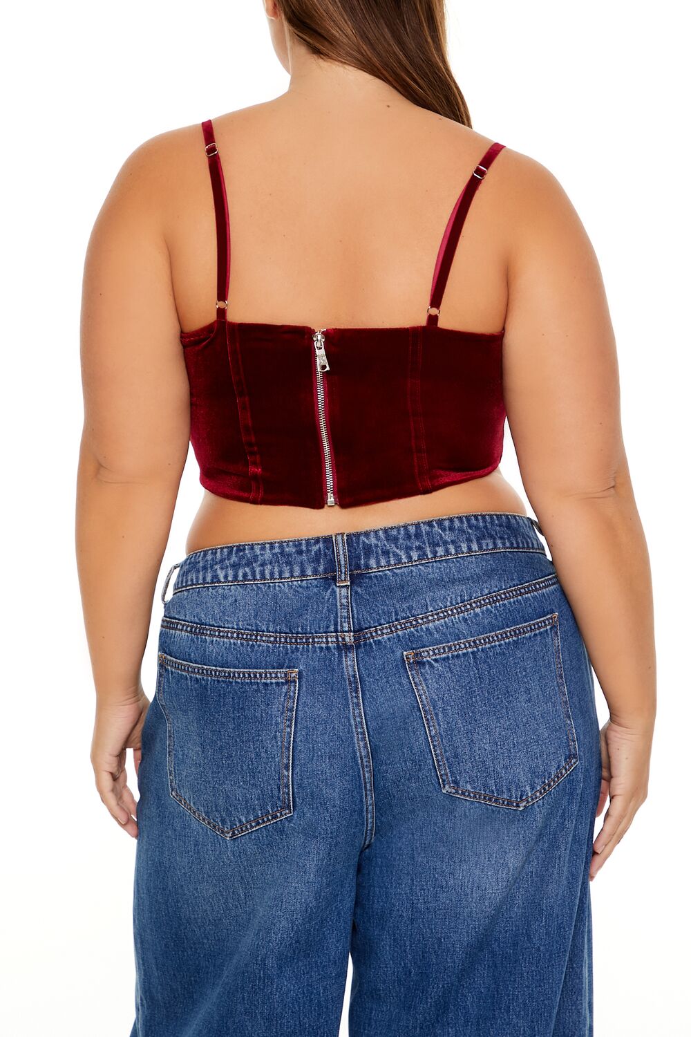  Forever 21 Plus Size Velvet Cropped Cami - merlot - Bonton