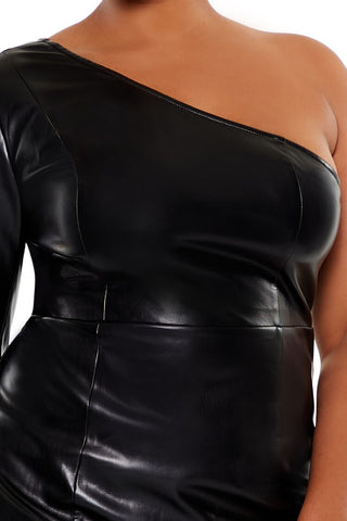 Plus Size Faux Leather Mini Dress