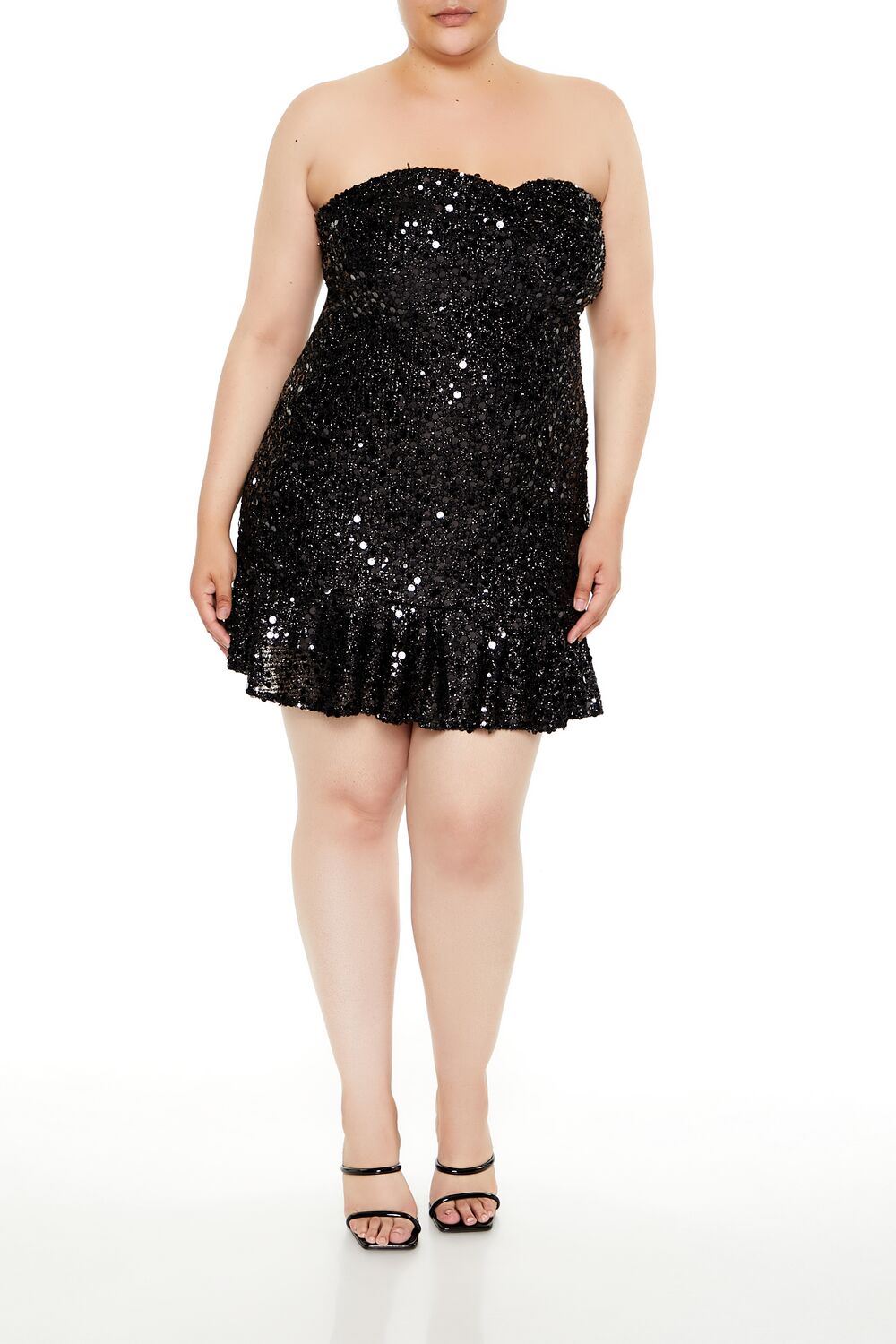  Forever 21 Plus Size Sequin Sweetheart Mini Dress - silver - Bonton