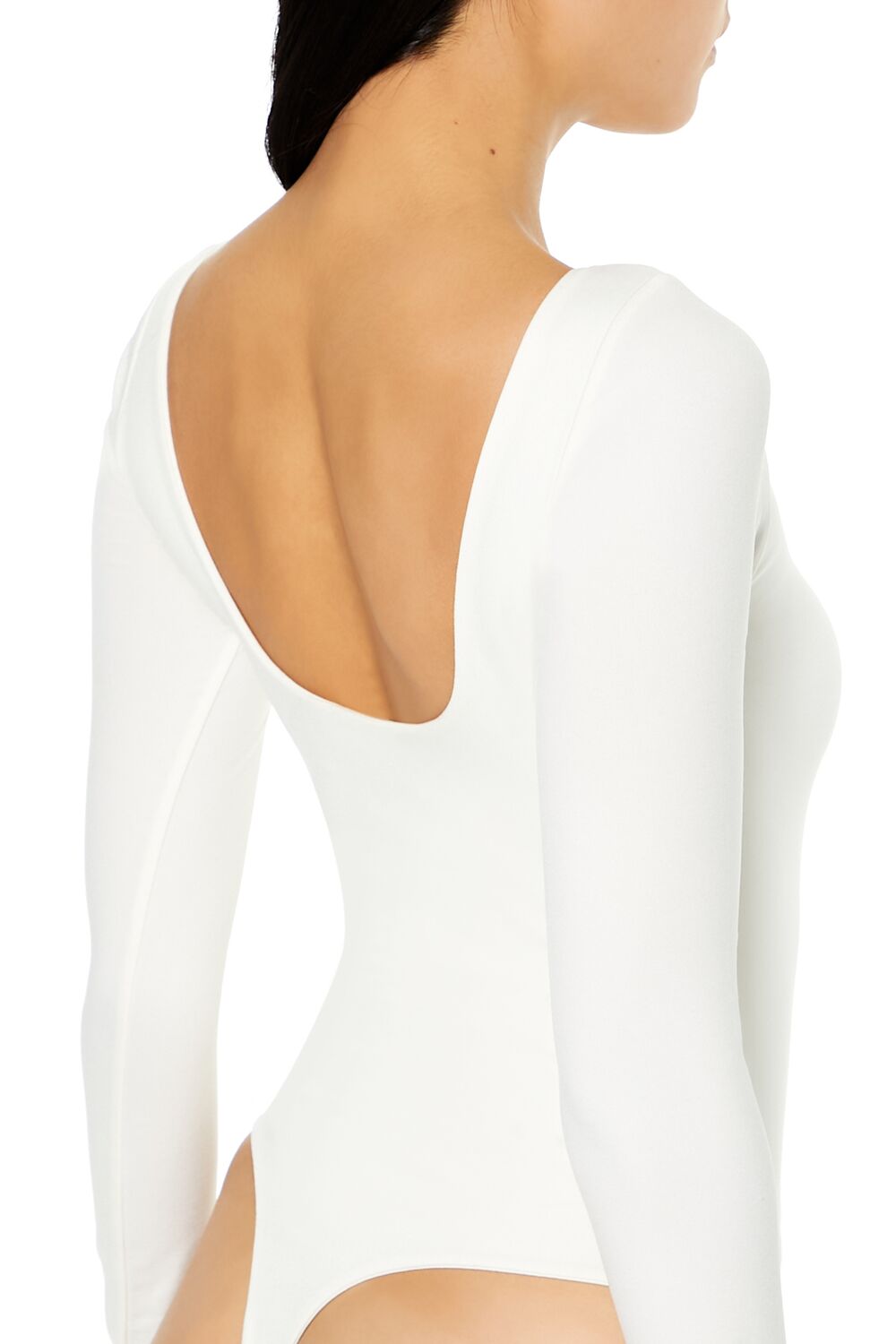  Forever 21 Seamless Open-Back Thong Bodysuit - egret - Bonton