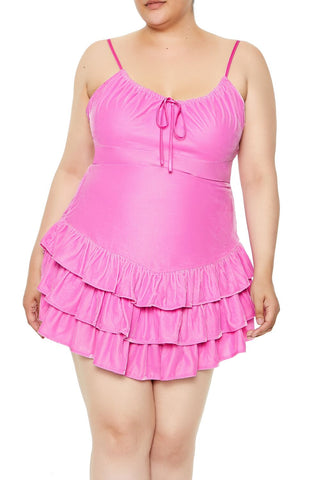 Plus Size Tiered Velvet Mini Dress
