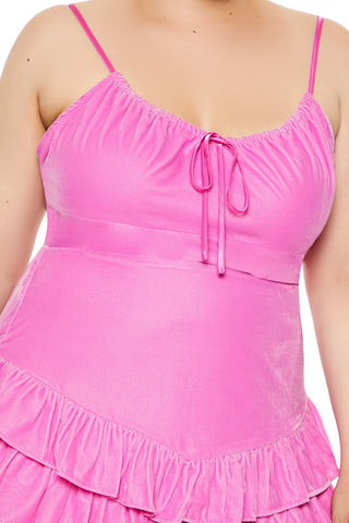 Plus Size Tiered Velvet Mini Dress