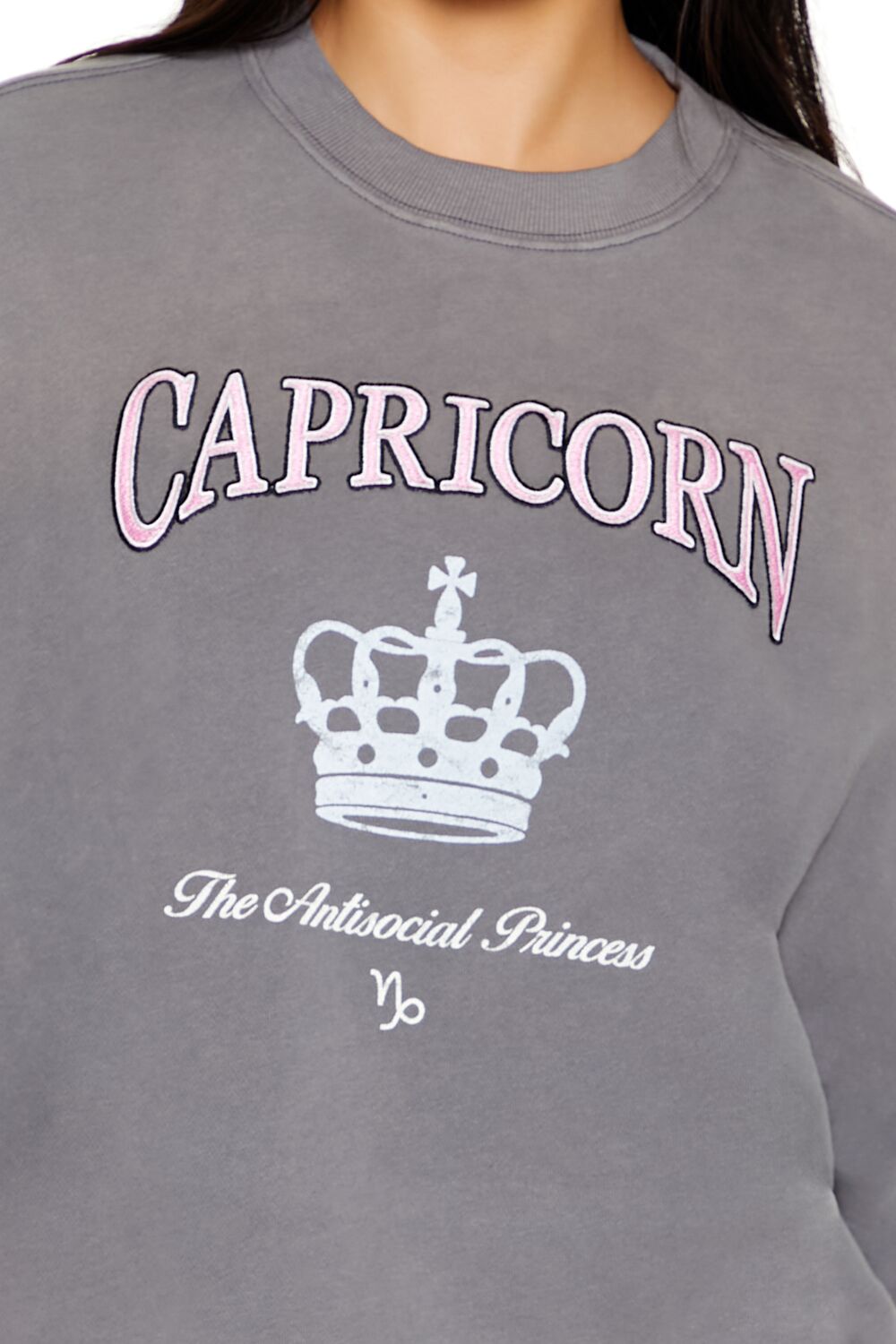  Forever 21 Capricorn Antisocial Princess Pullover - dark grey multi - Bonton