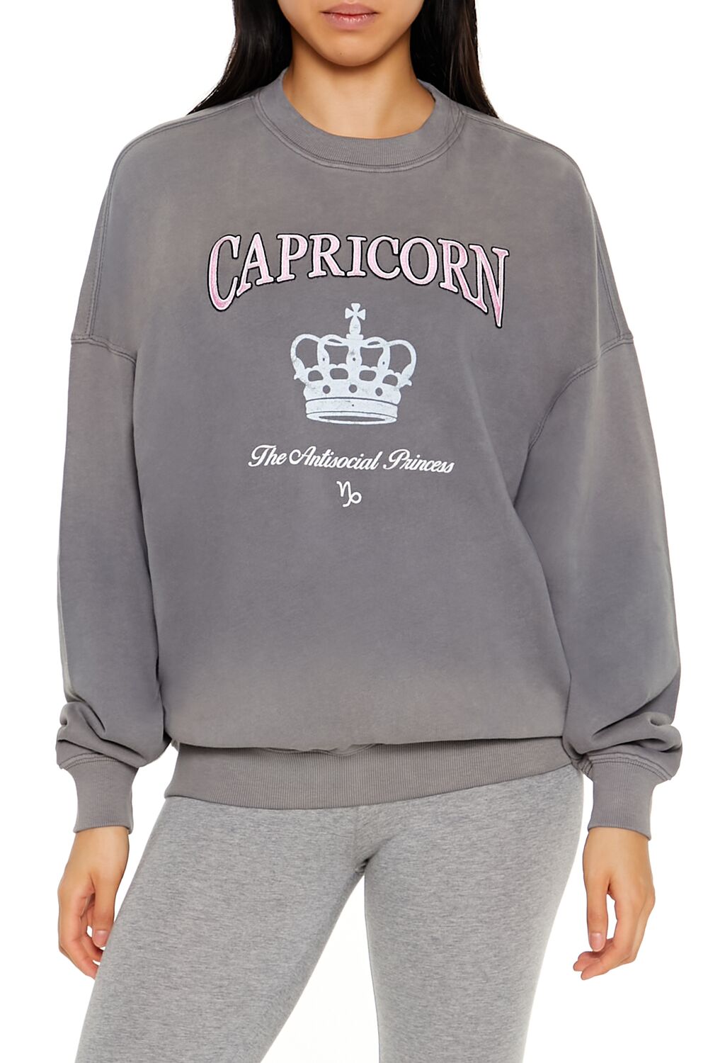  Forever 21 Capricorn Antisocial Princess Pullover - dark grey multi - Bonton
