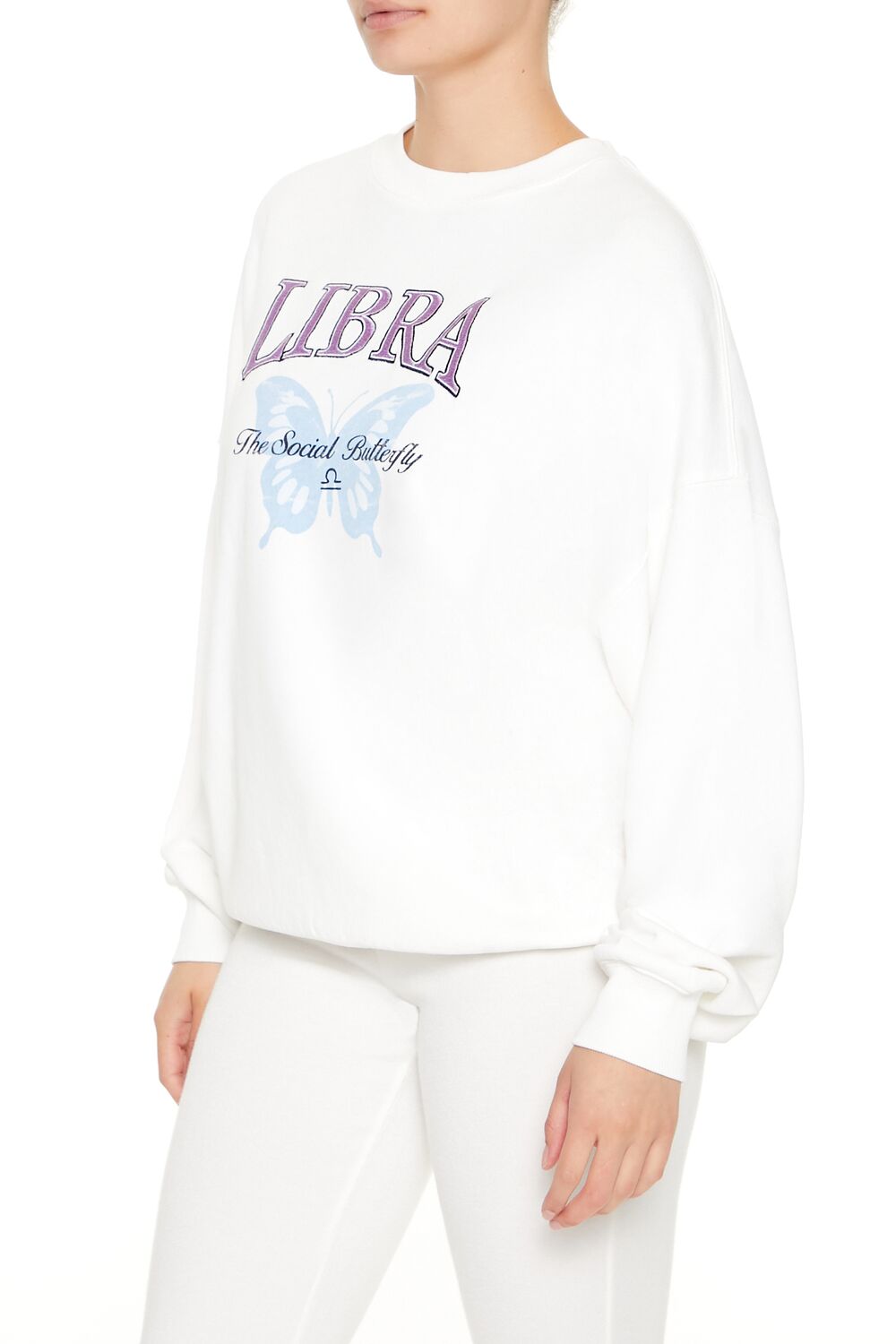  Forever 21 Libra The Social Butterfly Pullover - white multi - Bonton