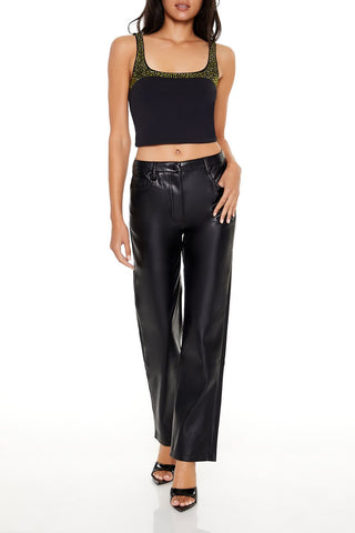Rhinestone Cropped Tank Top