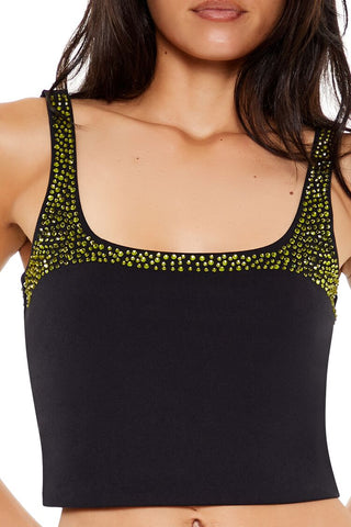 Rhinestone Cropped Tank Top