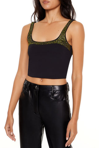 Rhinestone Cropped Tank Top