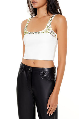 Rhinestone Cropped Tank Top