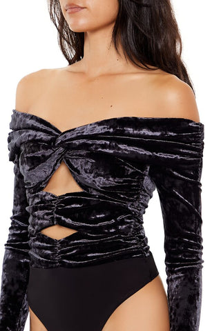 Velvet Off-the-Shoulder Bodysuit