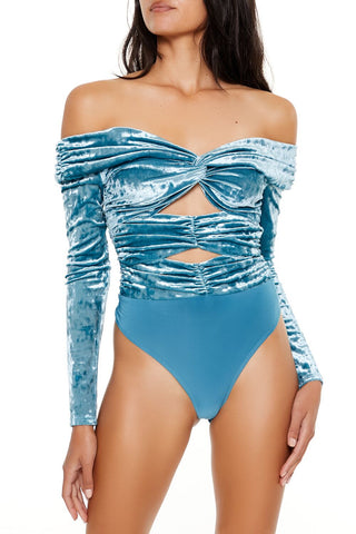 Velvet Off-the-Shoulder Bodysuit
