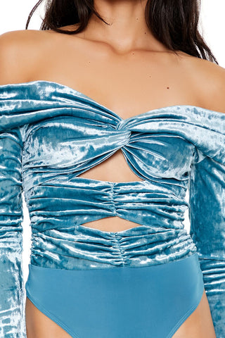 Velvet Off-the-Shoulder Bodysuit