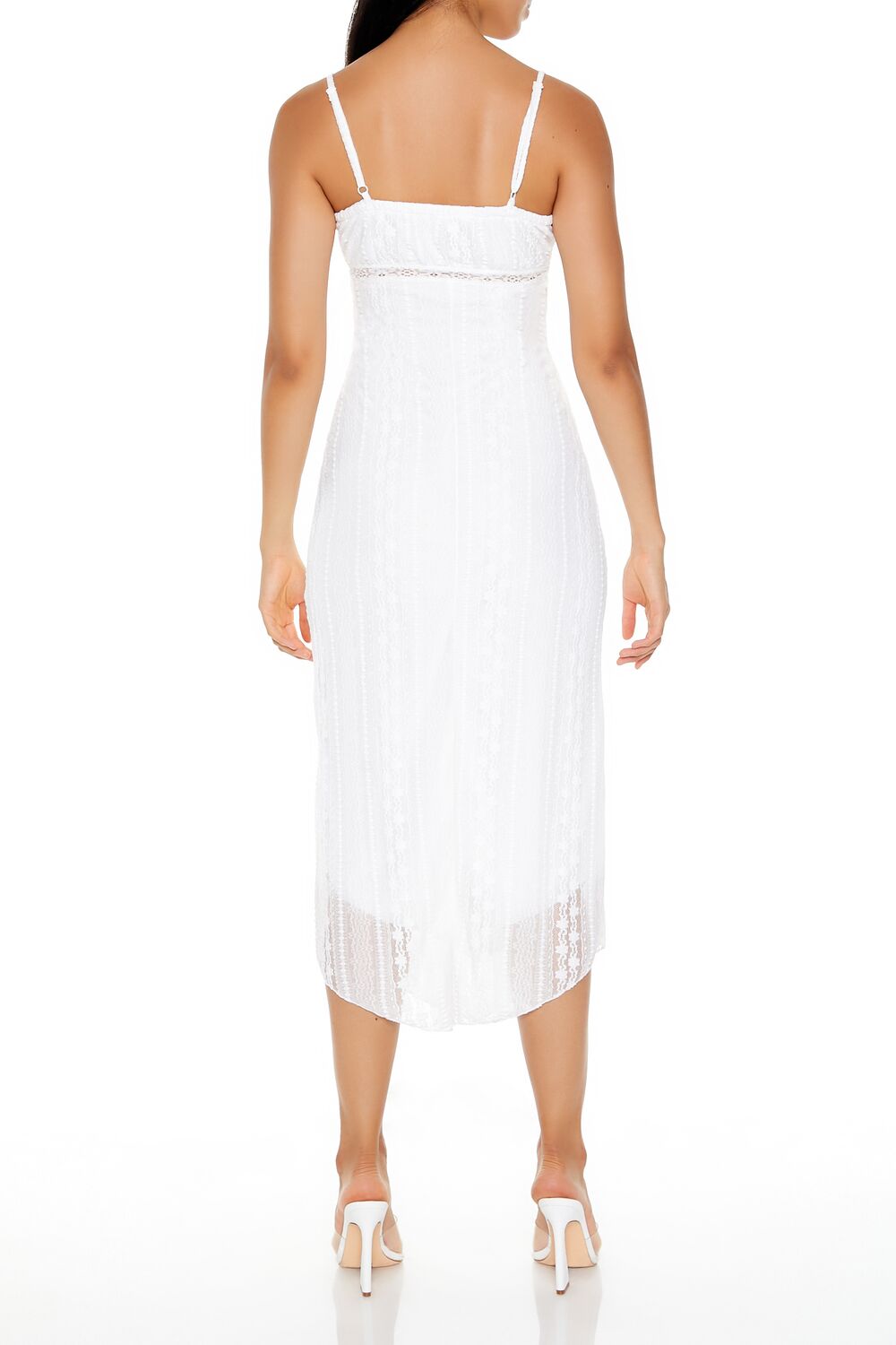  Forever 21 Eyelash Lace Cami Midi Dress - ivory - Bonton