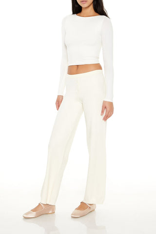 Sweater-Knit Straight-Leg Pants