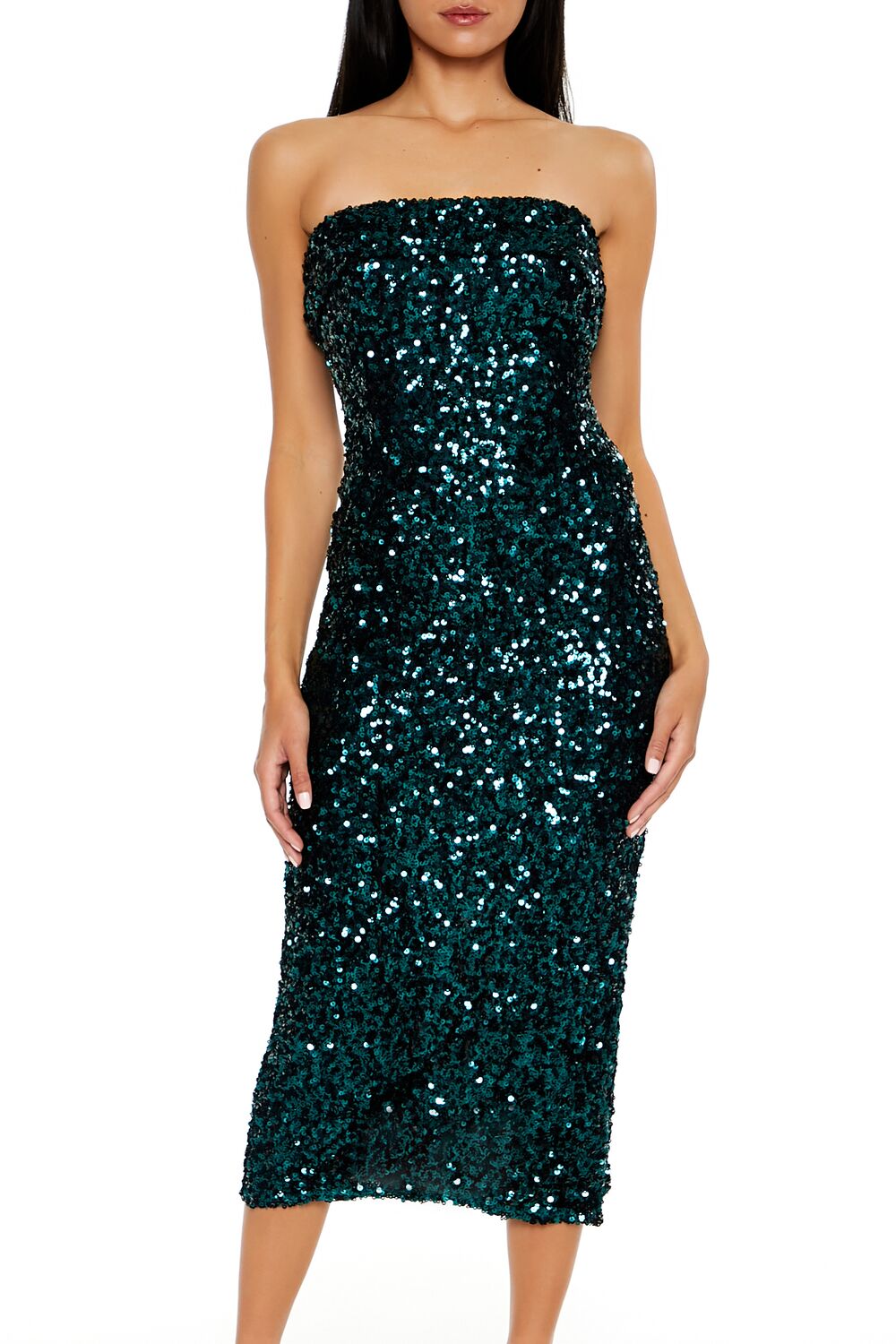  Forever 21 Sequin Bodycon Tube Dress - black-swatch - Bonton