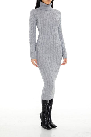 Cable Knit Midi Sweater Dress