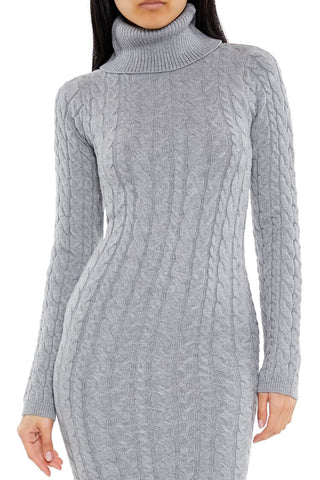 Cable Knit Midi Sweater Dress