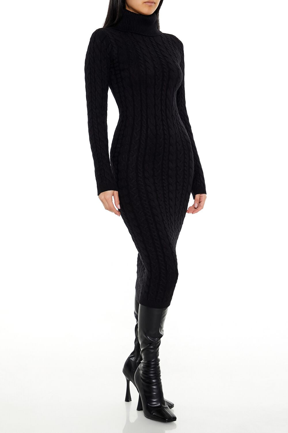  Forever 21 Cable Knit Midi Sweater Dress - heather-grey - Bonton