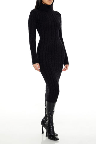 Cable Knit Midi Sweater Dress