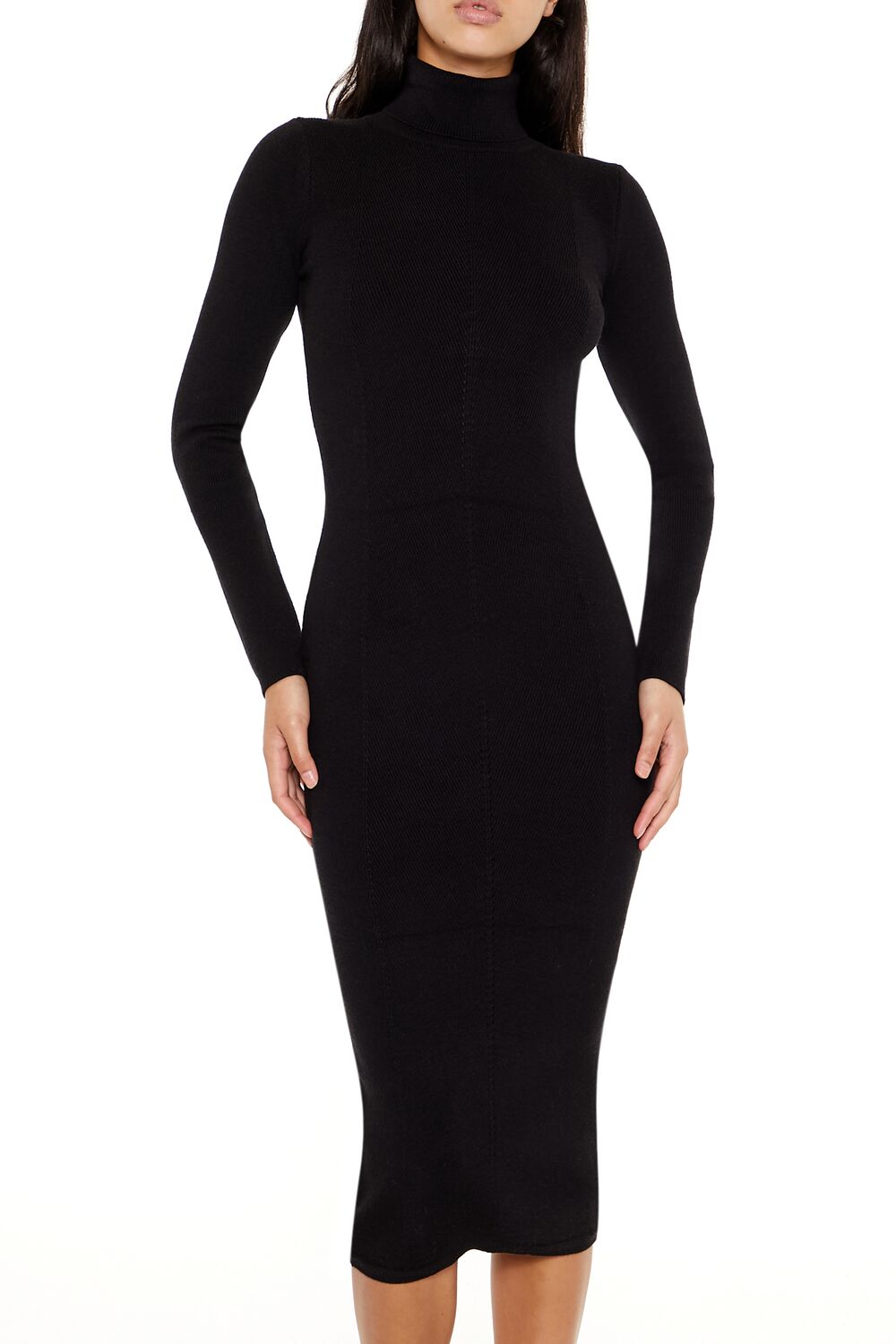  Forever 21 Turtleneck Midi Sweater Dress - black-swatch - Bonton