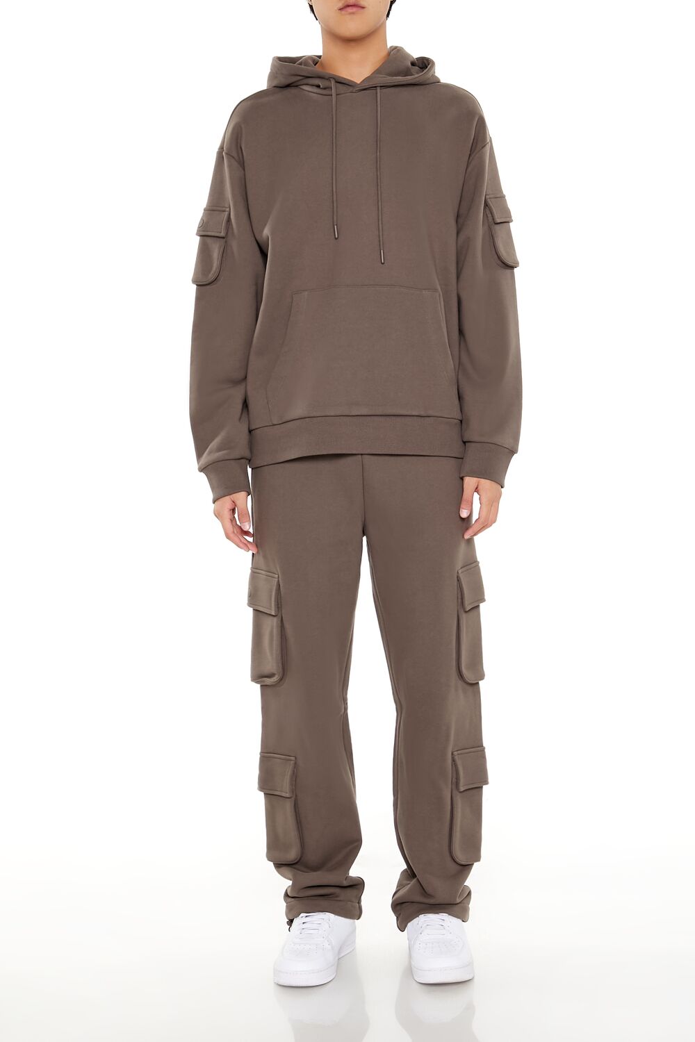  Forever 21 French Terry Cargo Hoodie - oatmeal - Bonton