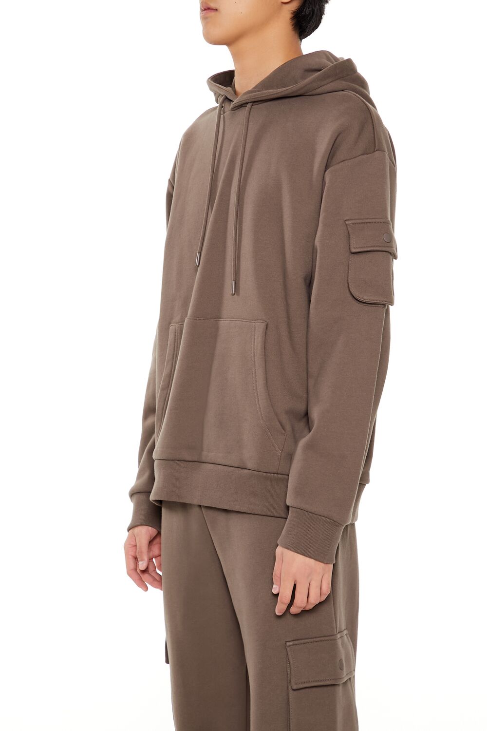  Forever 21 French Terry Cargo Hoodie - oatmeal - Bonton