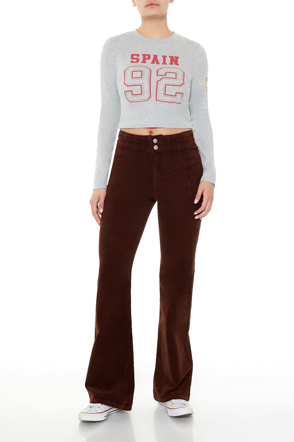  Forever 21 Spain 92 Graphic Cropped Tee - grey multi - Bonton