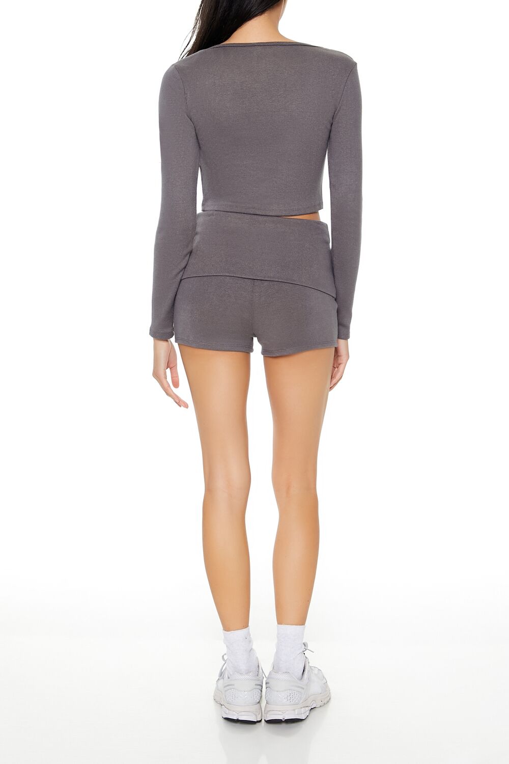  Forever 21 Foldover Biker Shorts - ivory - Bonton