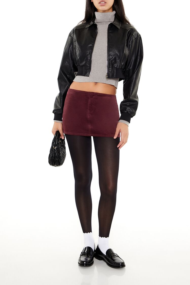  Forever 21 Velvet Mini Skirt - olivine - Bonton
