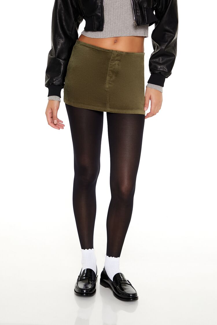  Forever 21 Velvet Mini Skirt - olivine - Bonton