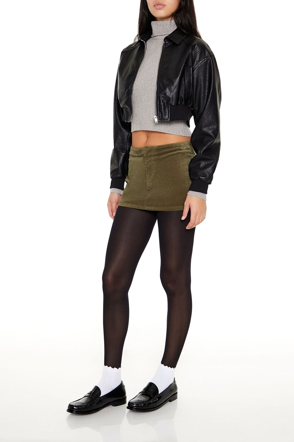  Forever 21 Velvet Mini Skirt - olivine - Bonton