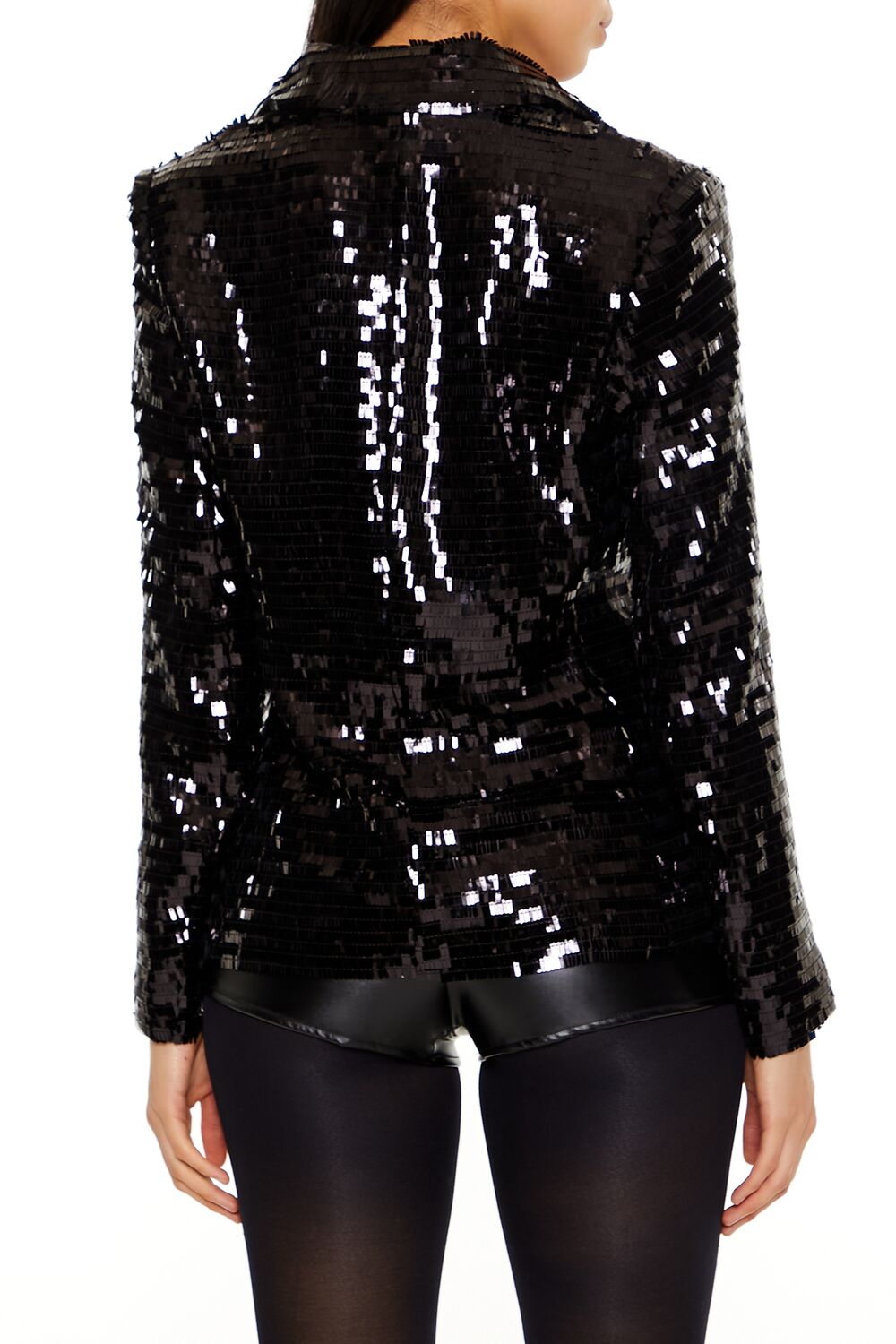  Forever 21 Sequin Peak Lapel Blazer - black-swatch - Bonton