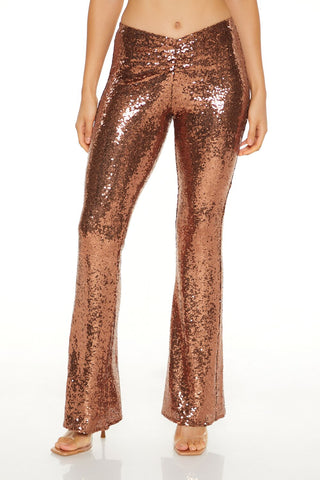 Sequin High-Rise Flare Pants