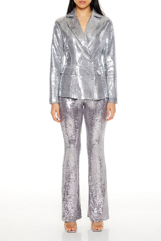 Sequin High-Rise Flare Pants