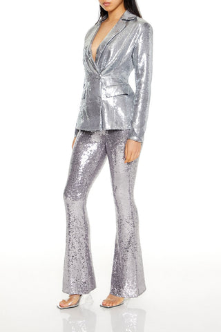 Sequin High-Rise Flare Pants