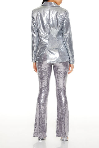 Sequin High-Rise Flare Pants