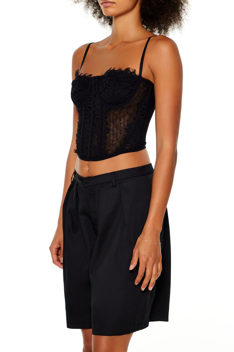  Forever 21 Lace Cropped Bustier Cami - black - Bonton