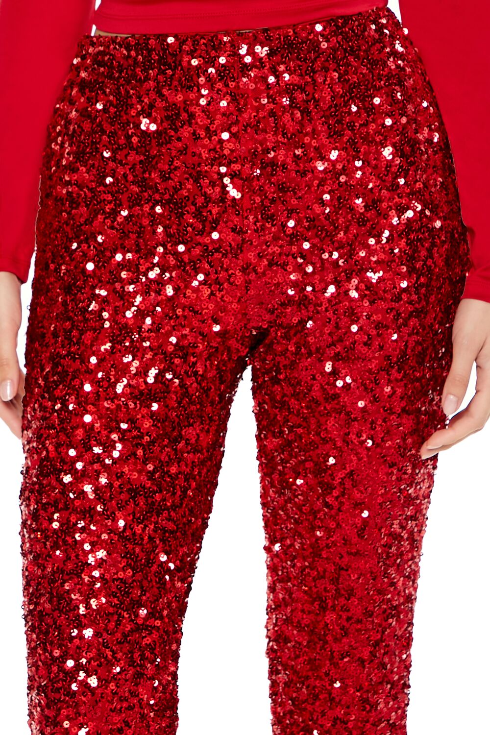  Forever 21 Sequin Mid-Rise Flare Pants - champagne - Bonton