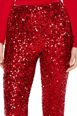 Sequin Mid-Rise Flare Pants