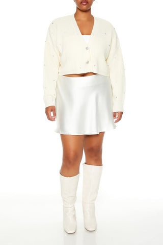 Plus Size Rhinestone Cardigan Sweater