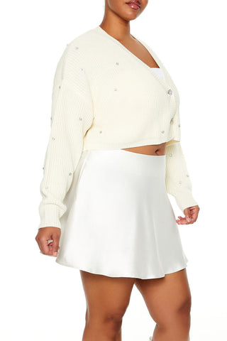 Plus Size Rhinestone Cardigan Sweater