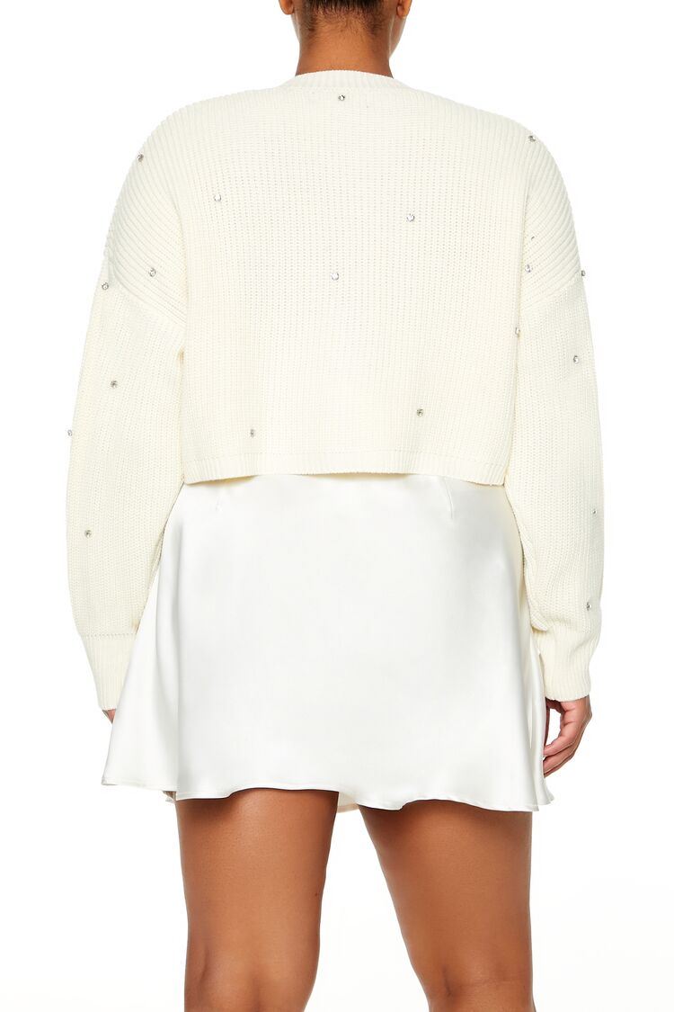  Forever 21 Plus Size Rhinestone Cardigan Sweater - egret - Bonton