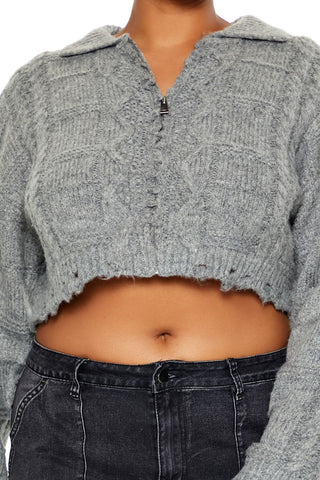 Plus Size Cable Knit Cropped Sweater