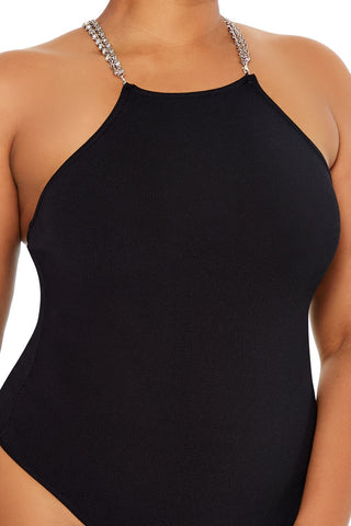 Plus Size Faux Gem Sweater-Knit Bodysuit