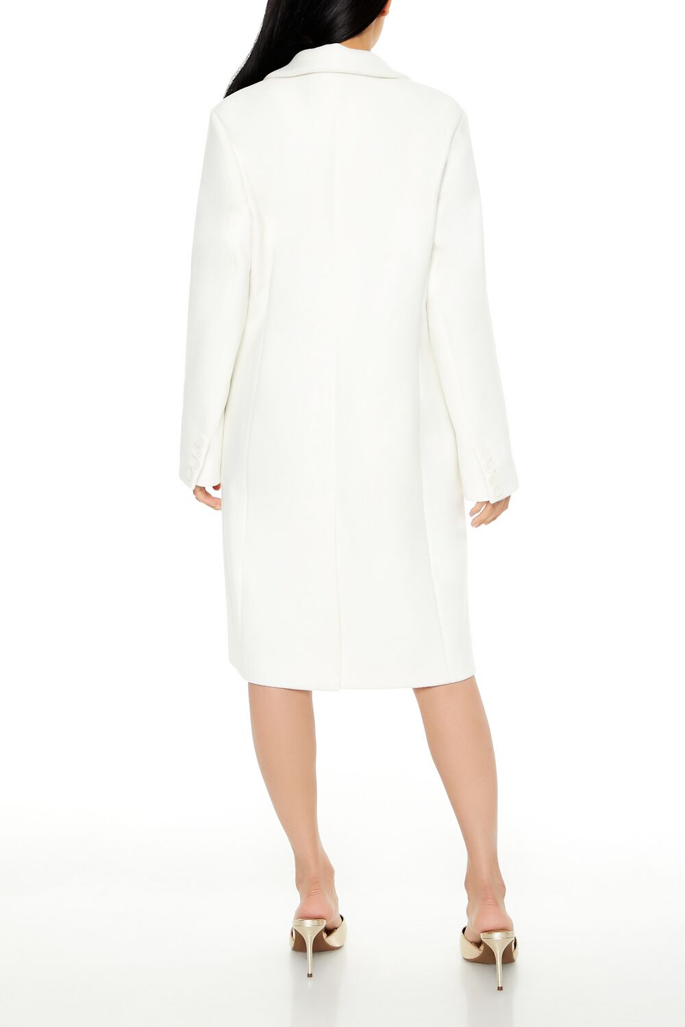  Forever 21 Notched Longline Coat - white - Bonton